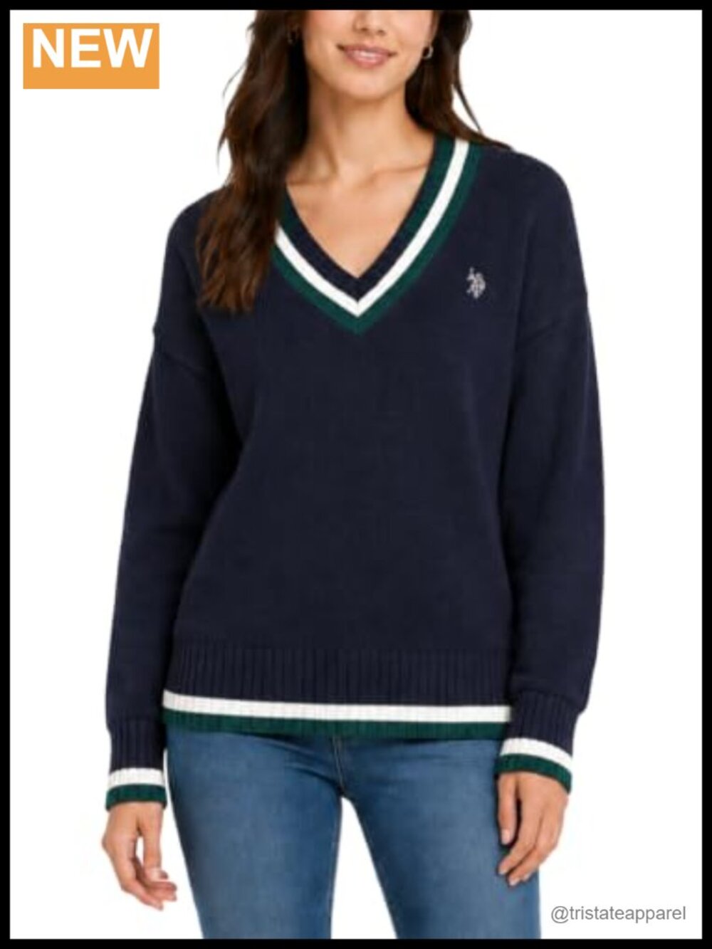 Cable Knit V Neck Sweater Pullover Long Sleeve Ribbed Trim Casual